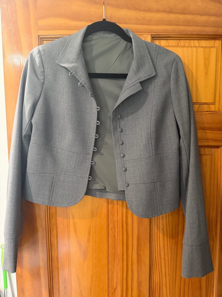 Theory Gray Cropped Button-Front Blazer